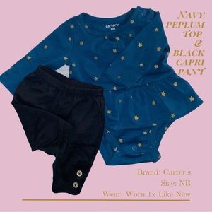 Navy with Gold Stars Baby Pants & Top Set
